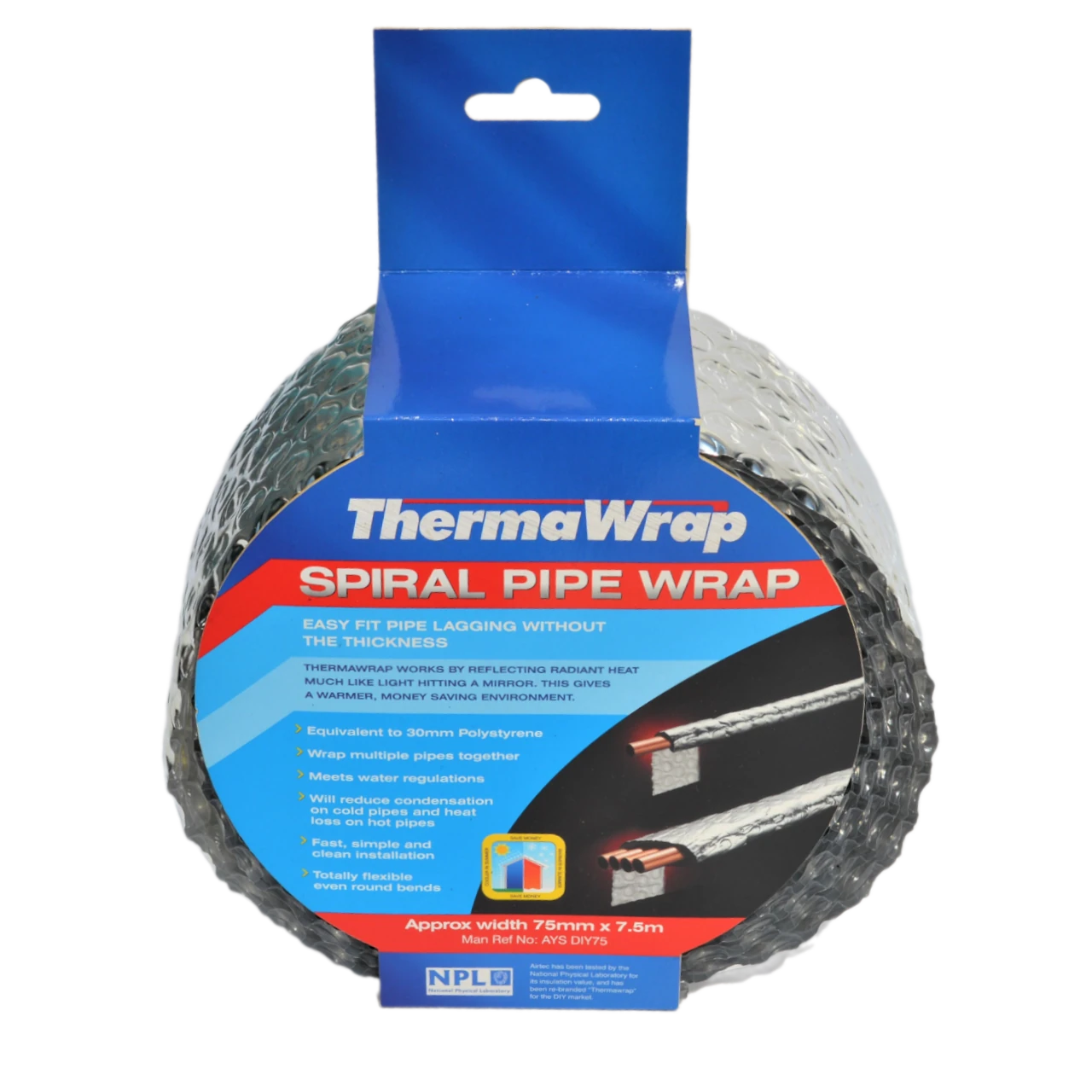 Spiral Pipe Wrap 75mm x 7.5m